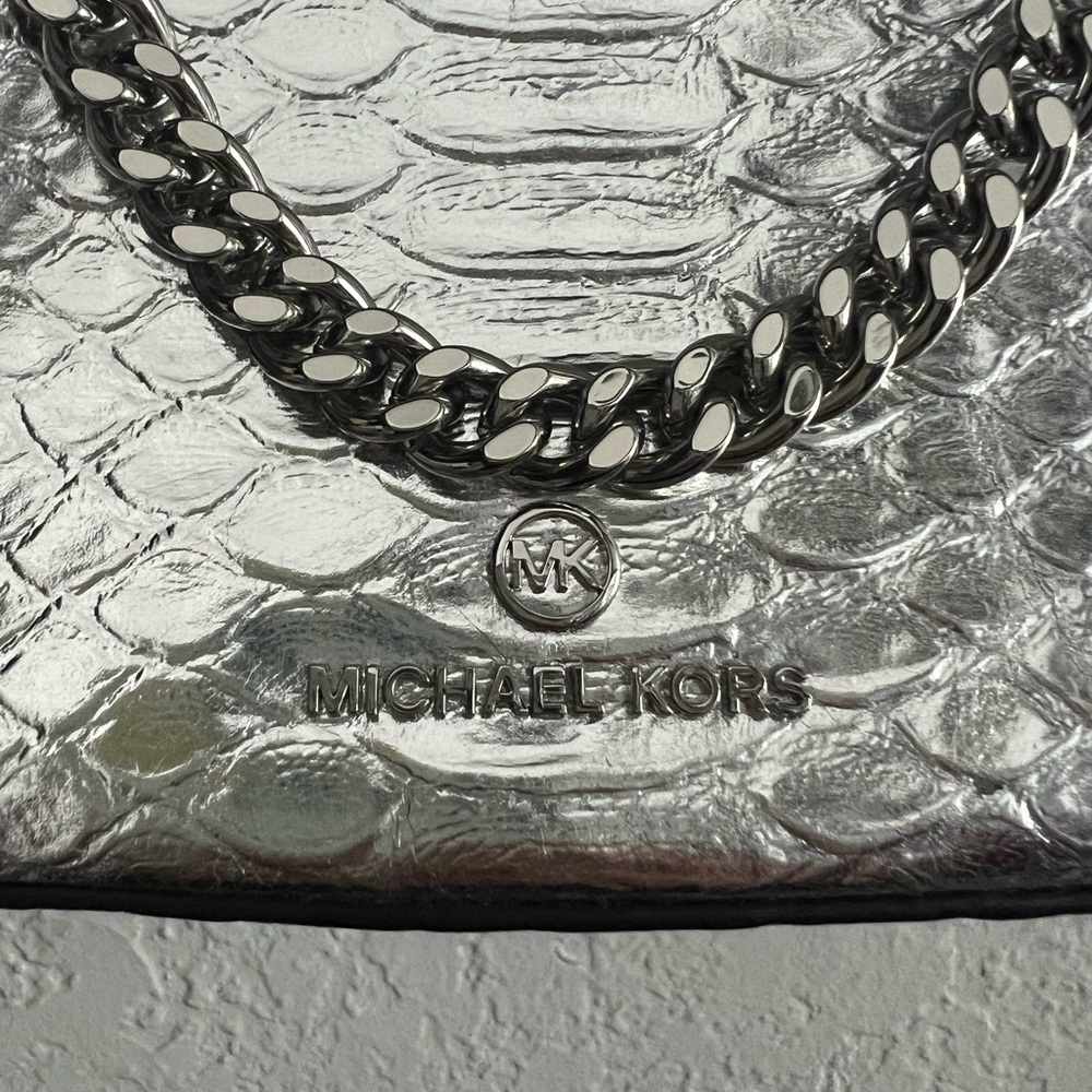 MICHAEL KORS Piper Small Metallic Snake Embossed Leather Shoulder Bag - Picture 3 of 6